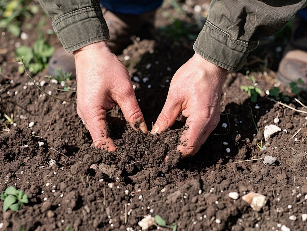 A man testing soil to determine its nutrients and pH