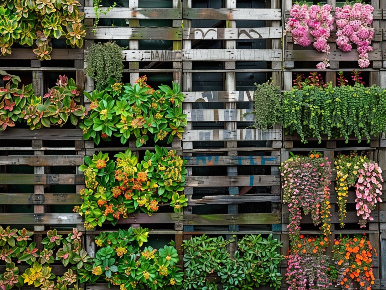 A vertical pellet flower garden