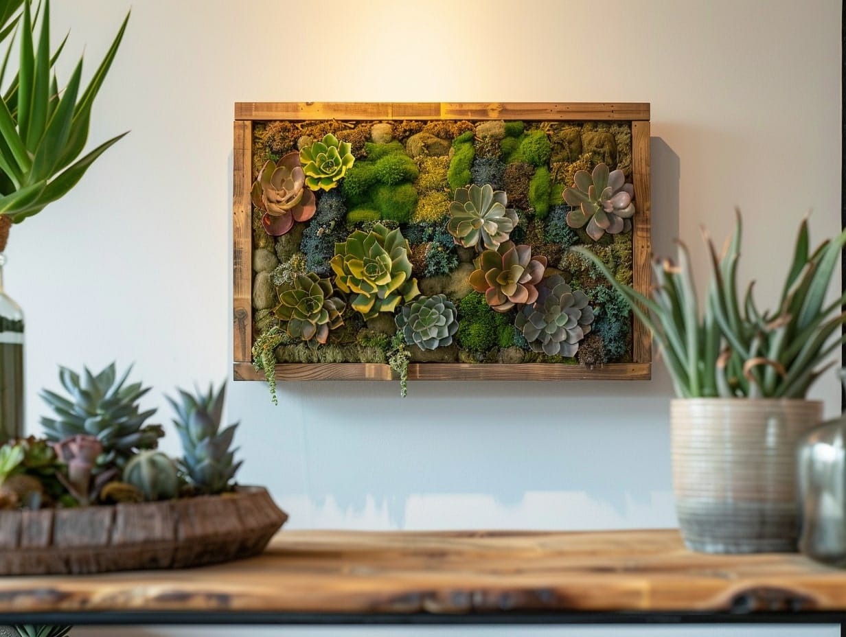 A large succulent wall art piece