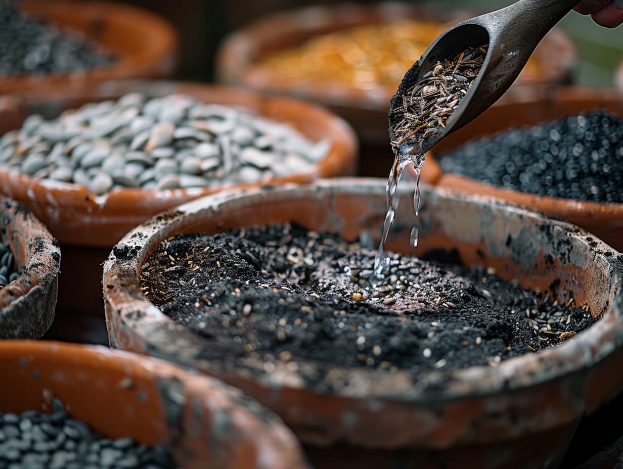 A mix of natural clay, compost and native seeds being mixed with water for seed bomb creation