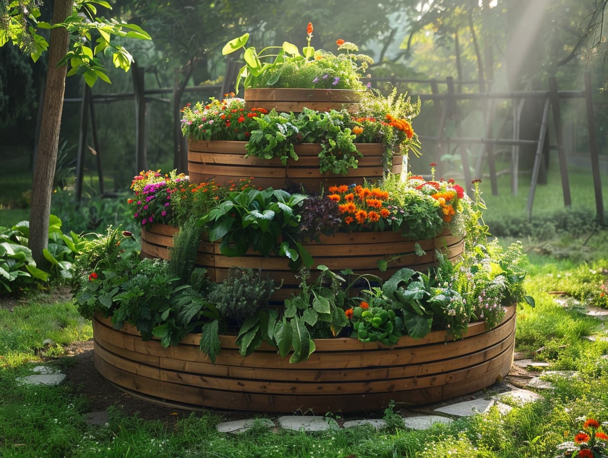 Multi-level raised garden beds for optimum sunlight