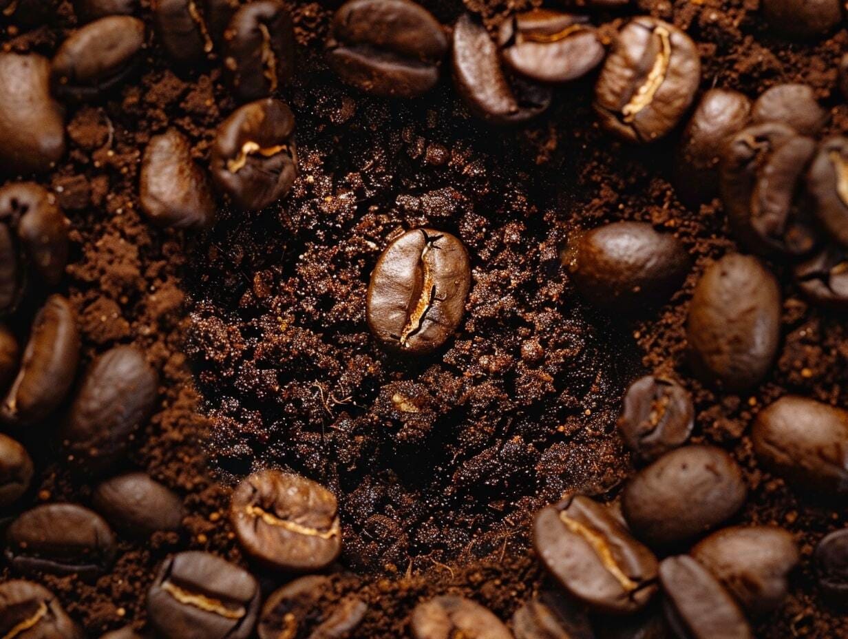 Coffee grounds being used to make soil nutritional