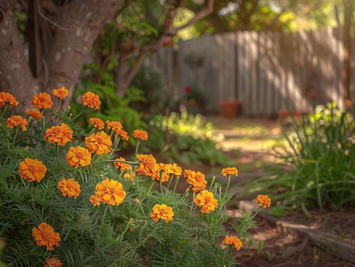 Marigolds in a garden