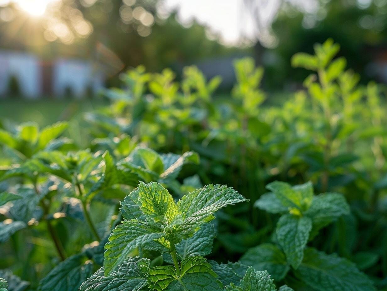 Mint growing in a garden