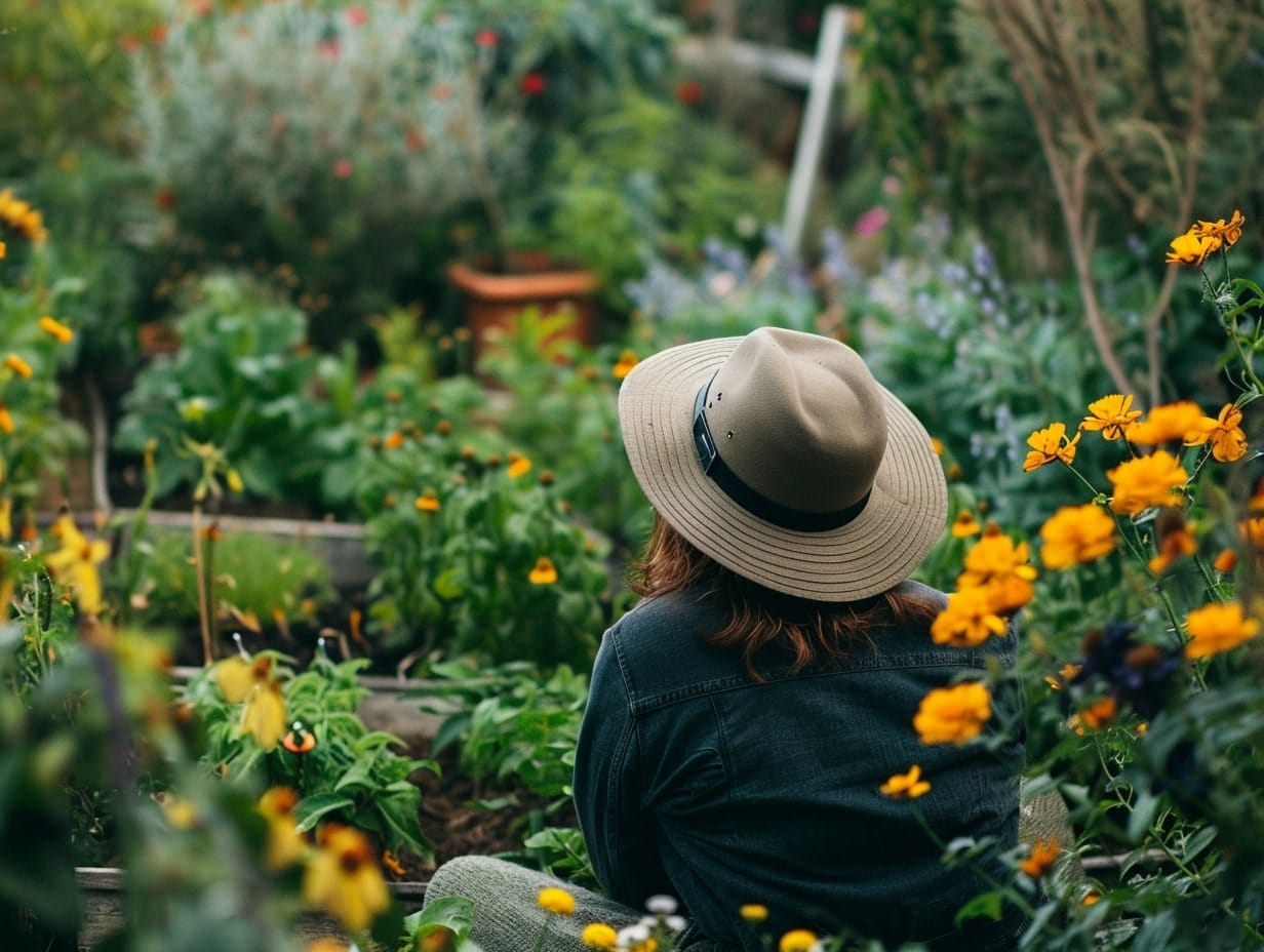 a person observing a garden