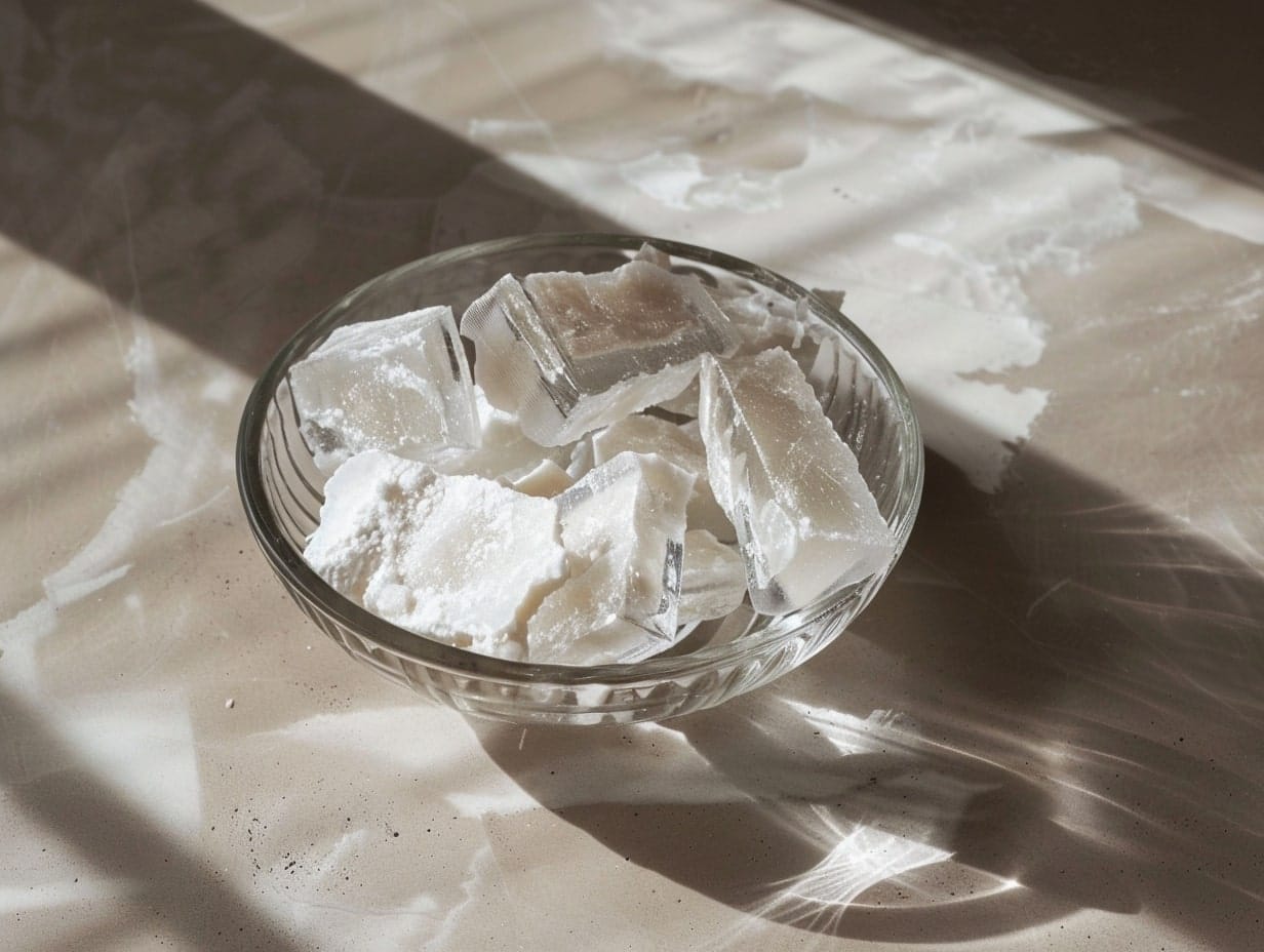 alum in a small glass bowl