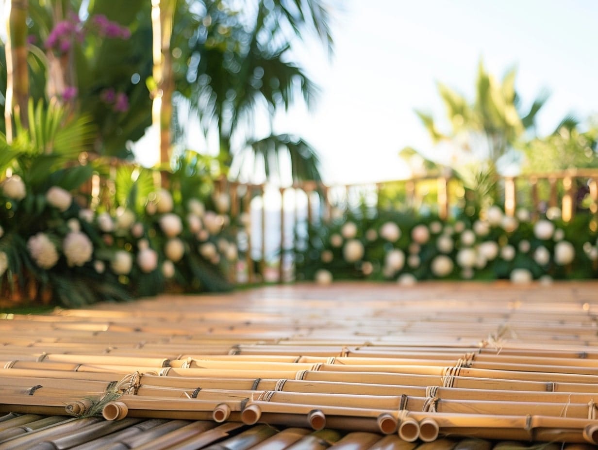 outdoor wedding dance floor made of bamboo sheets