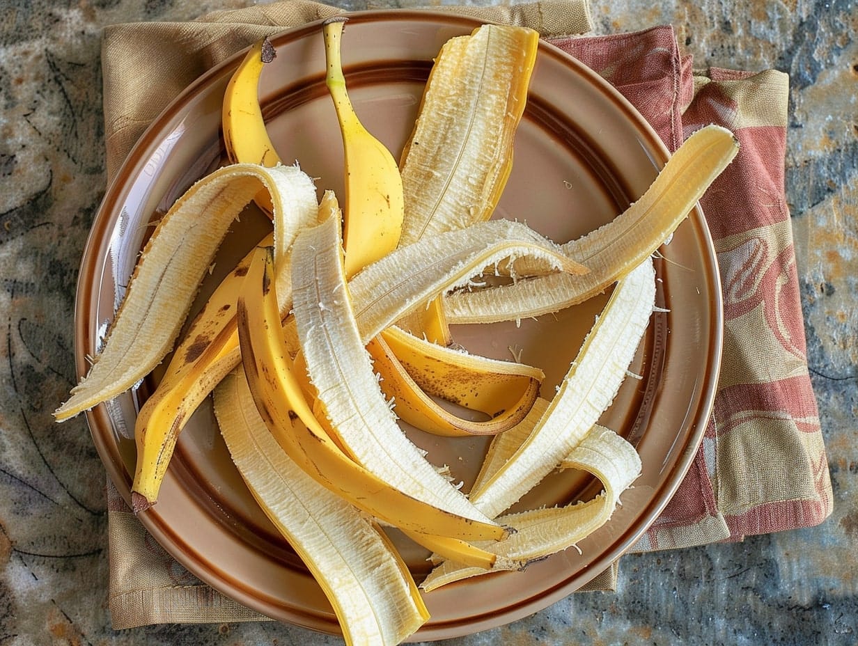 banana peels on a plate