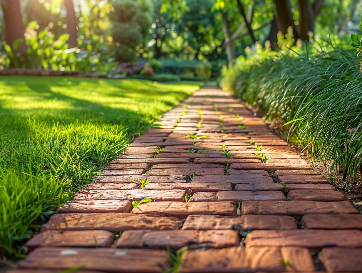 backyard pathway with Brick and Grass Combo