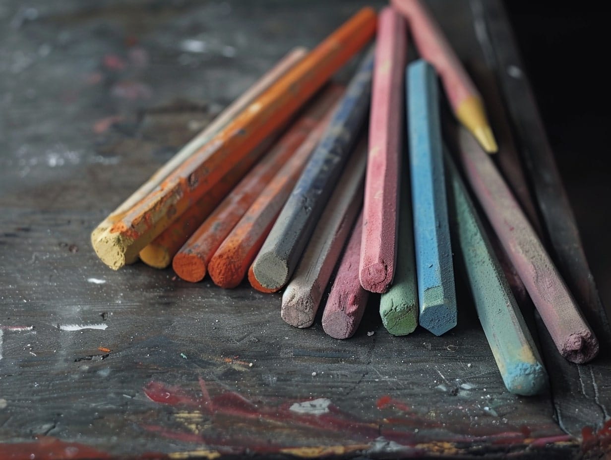 colorful chalk on a table