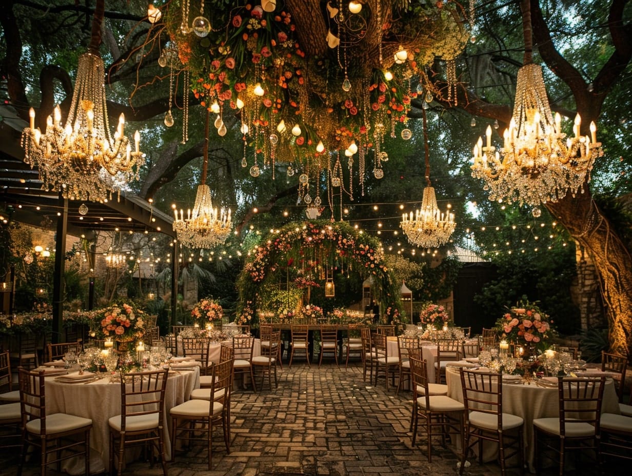 Hanging Chandeliers From Tree Branches