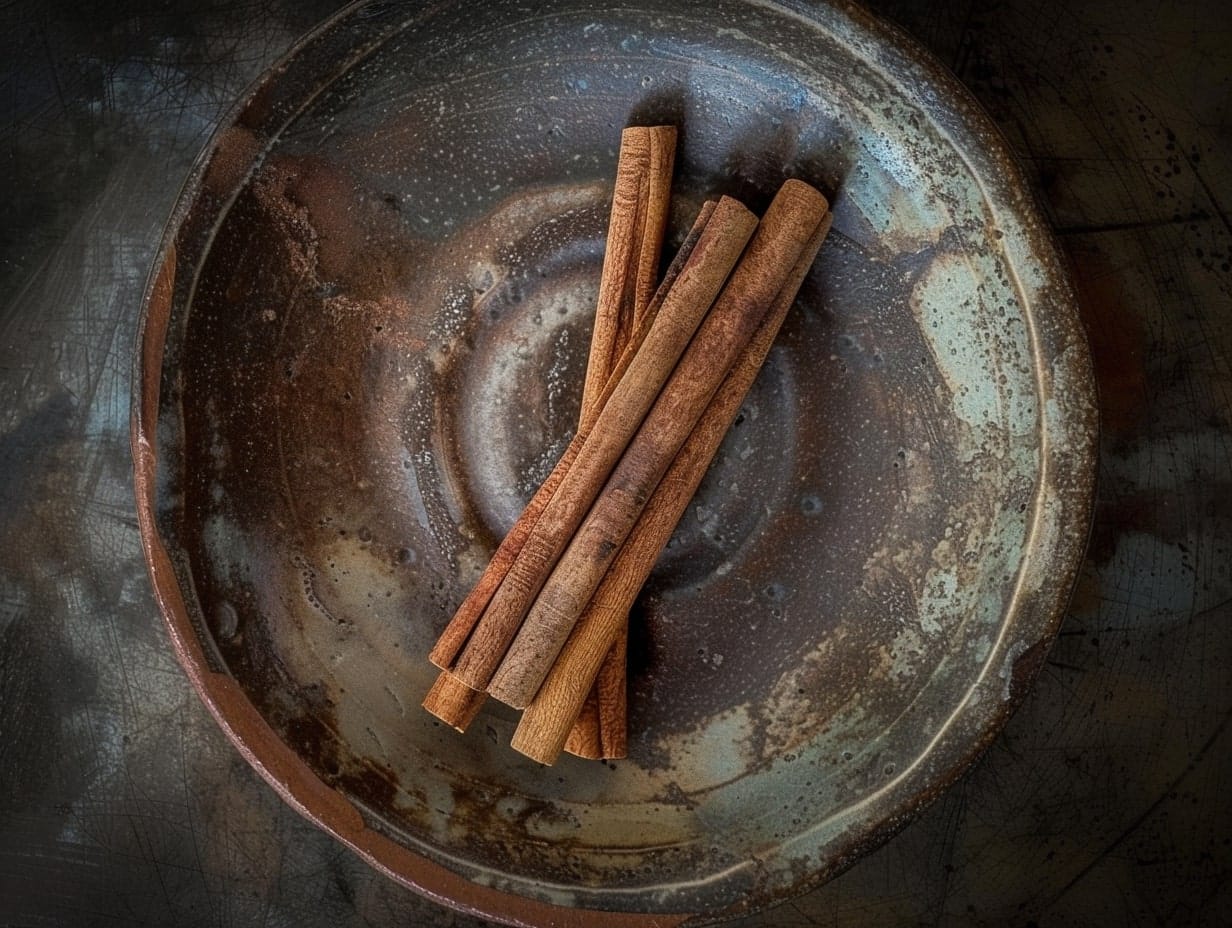 cinnamon sticks on a plate