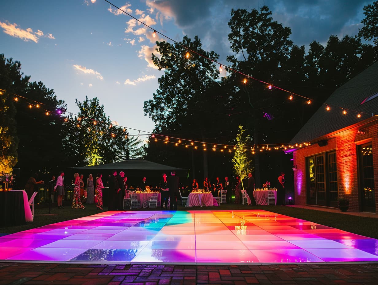 Dance Floor with Colorful Uplighting 