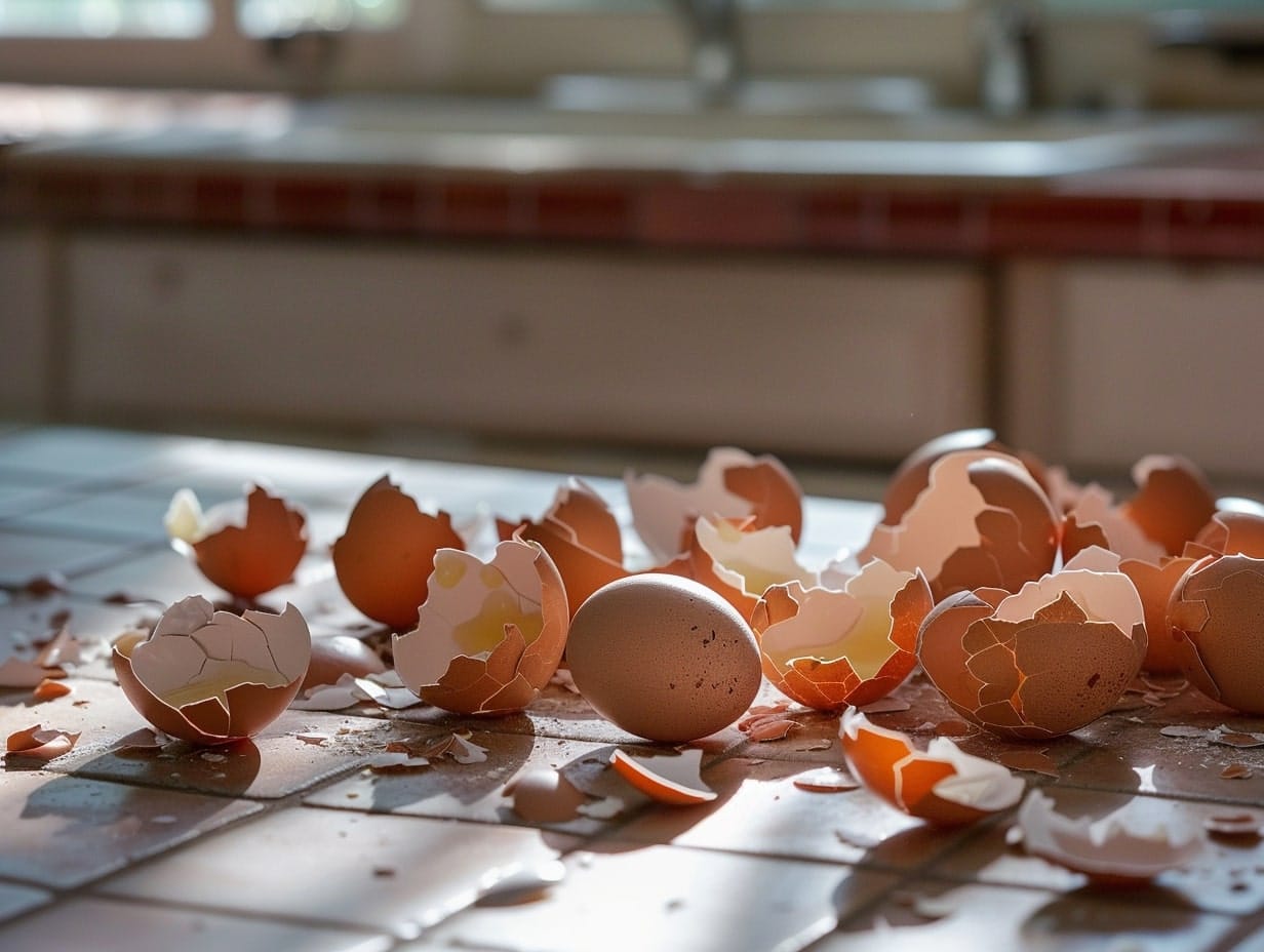 eggshells on a table