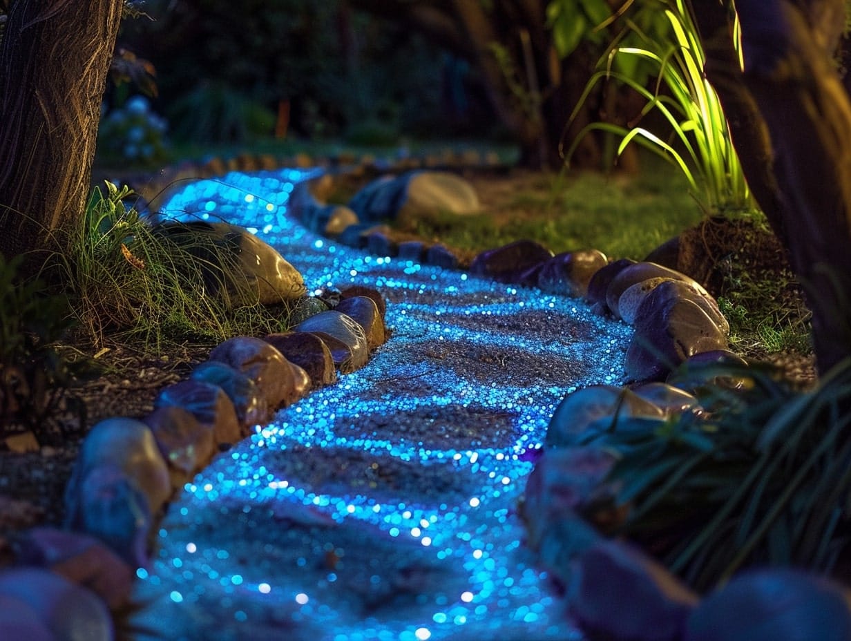 Backyard with Glow-in-the-Dark Pathways