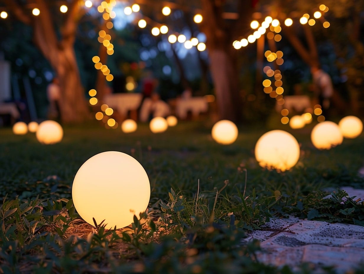 Glowing Orbs in an outdoor wedding