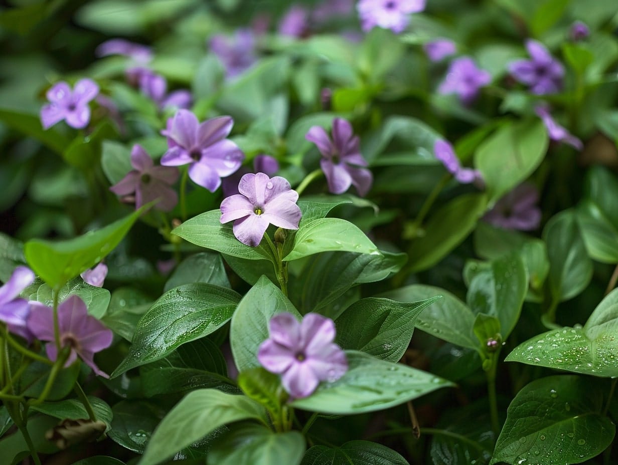 beautiful vinca plants in a garden