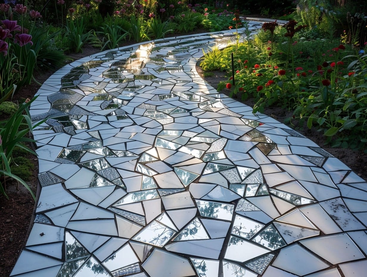 garden backyard pathway with Mirror Shard Mosaic