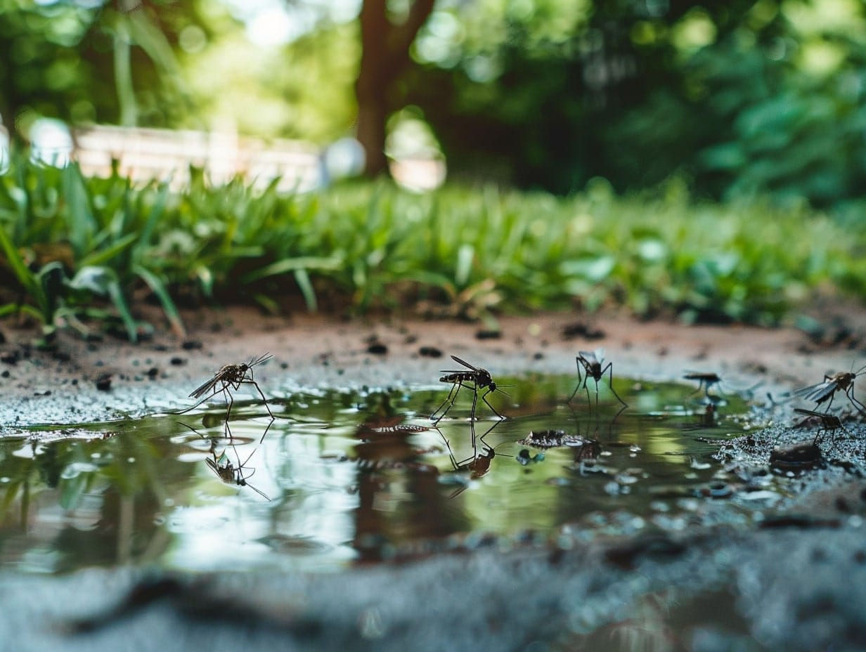 mosquitoes in stagnant water