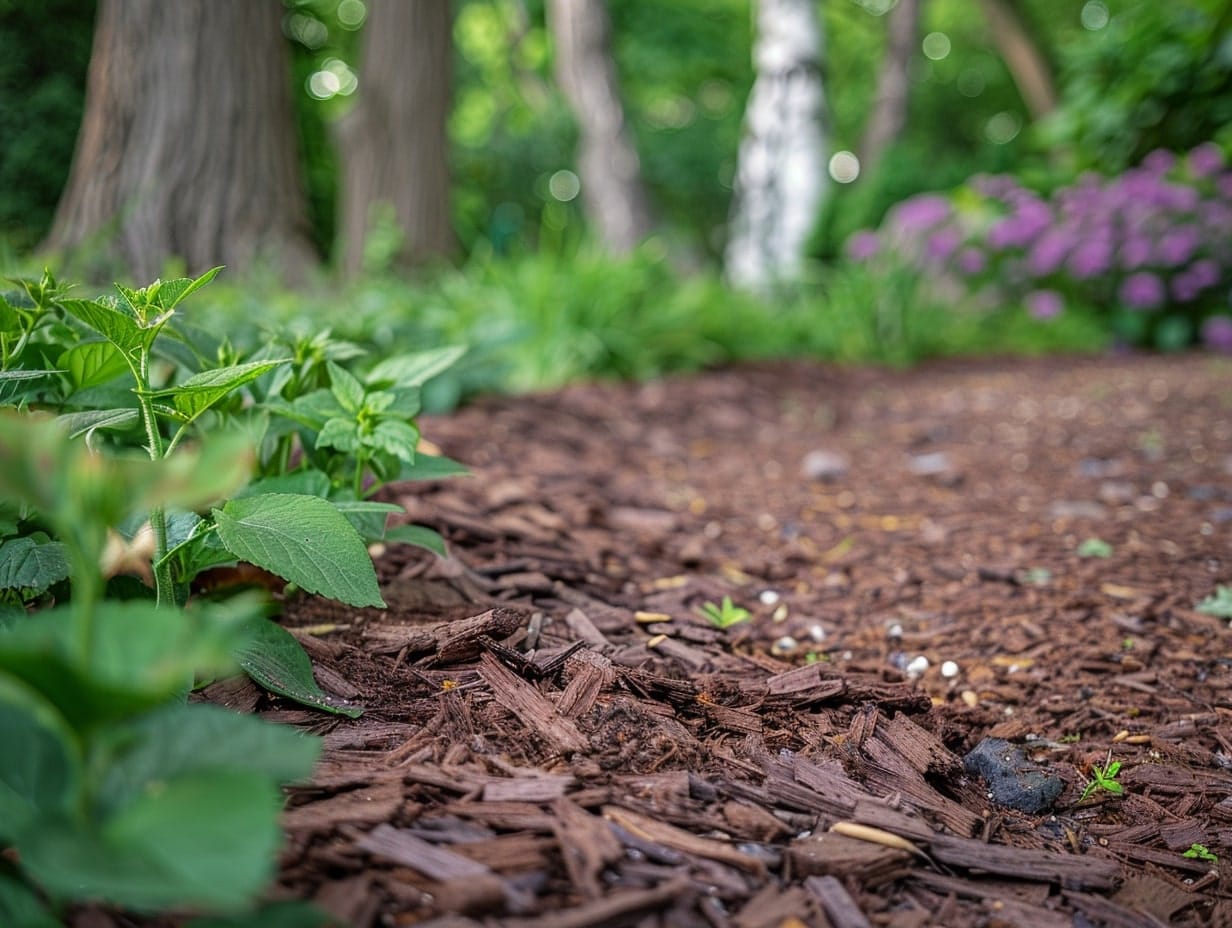 mulch in a backyard garden