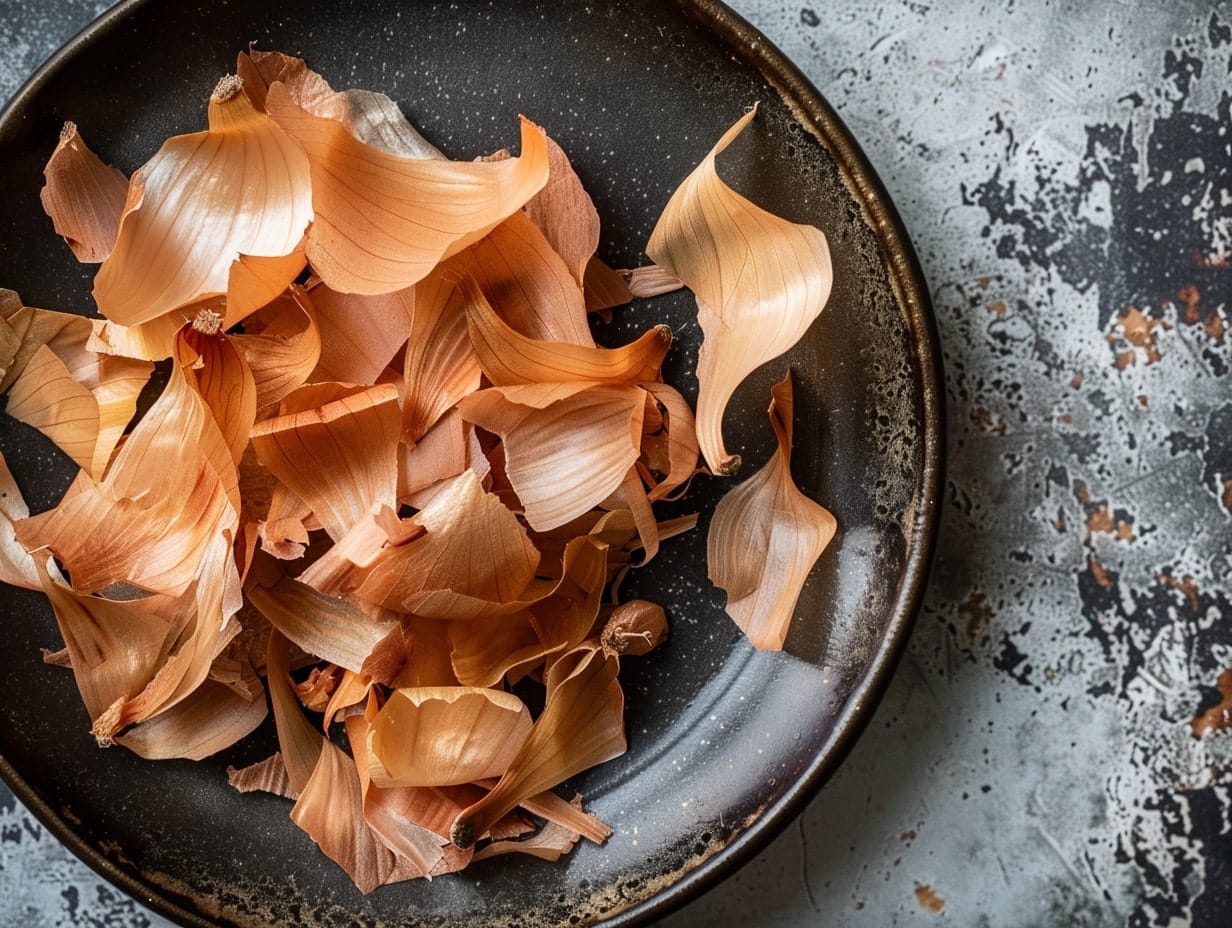 onion peels in a plate