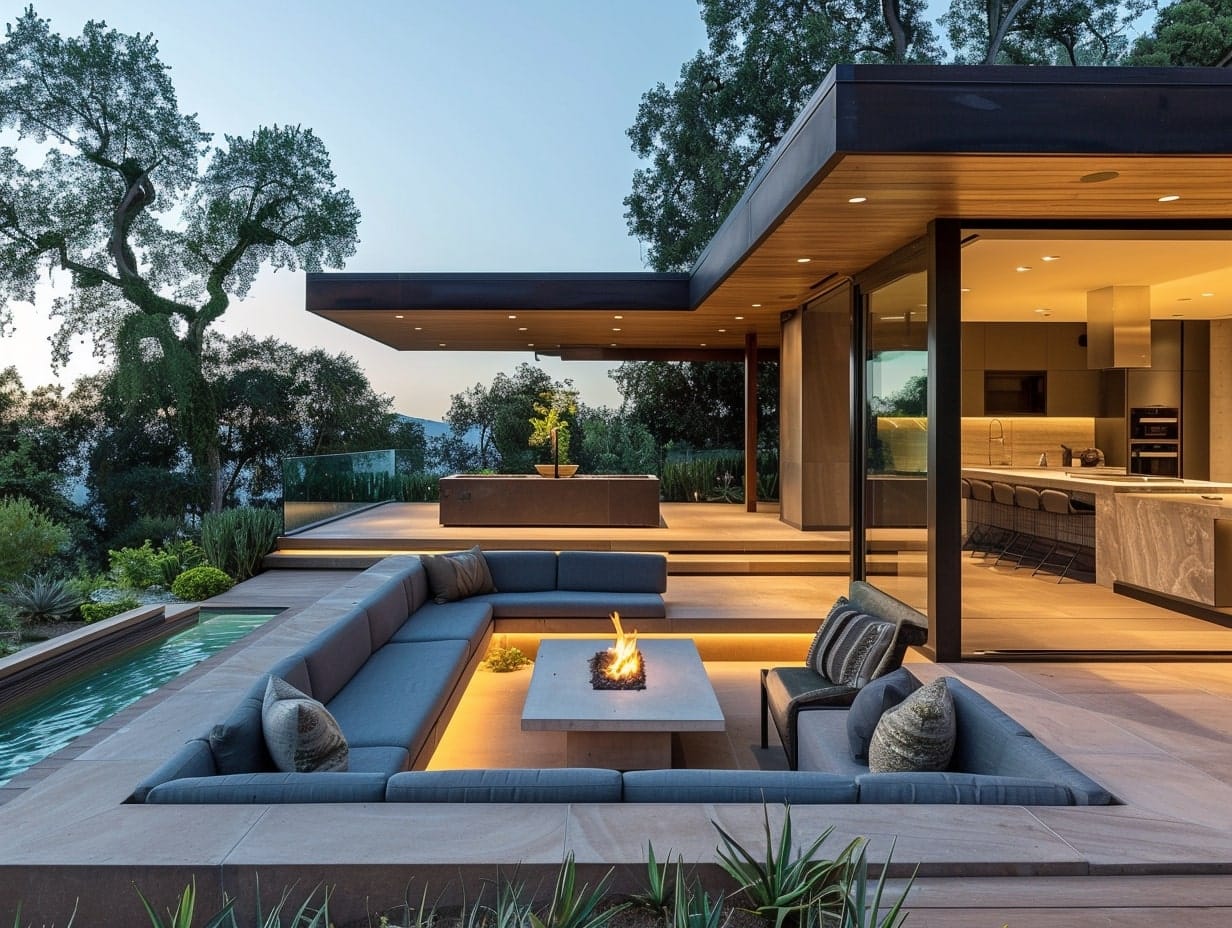 Outdoor Room with Built-In Benches