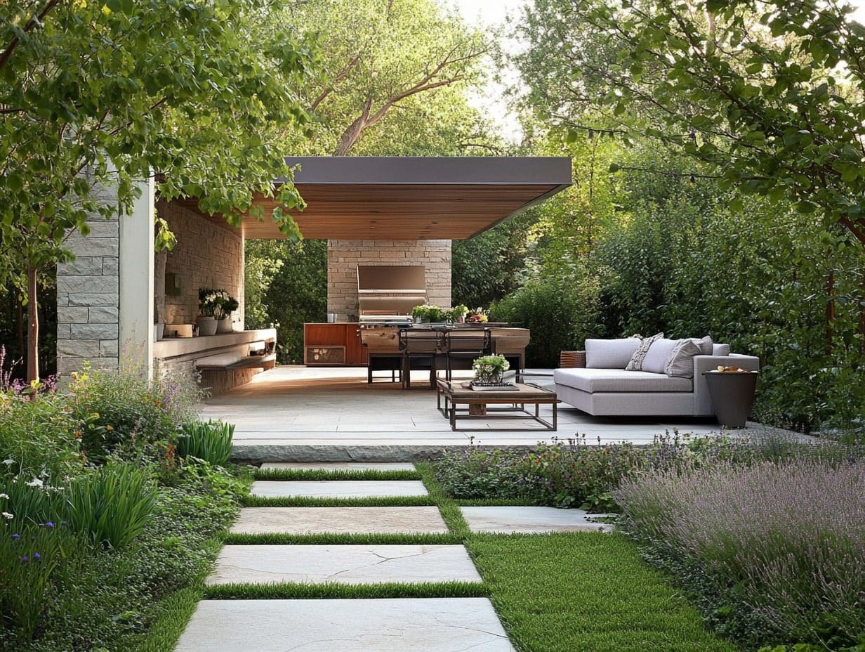 Outdoor Room with Stone Pathways