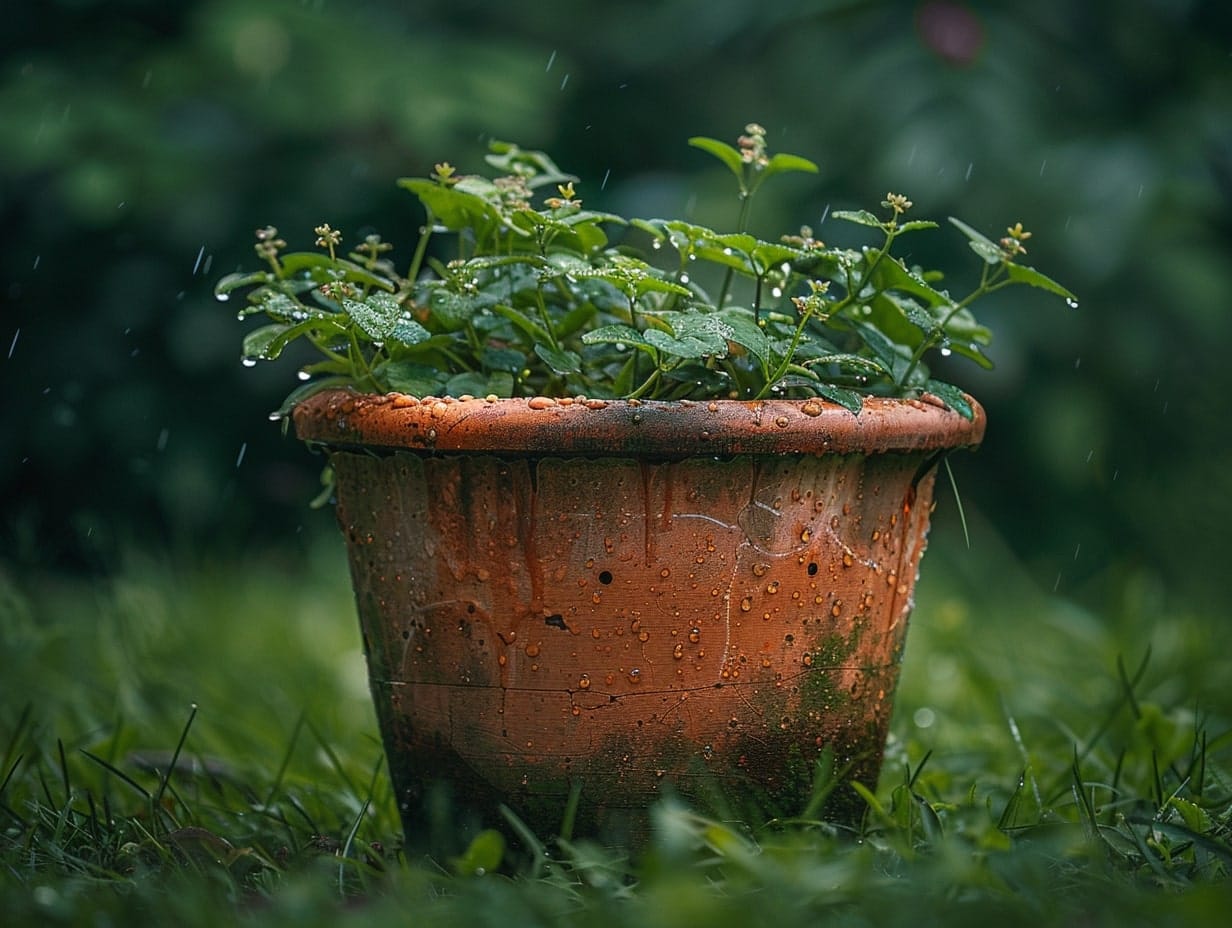 an overwatered plant pot