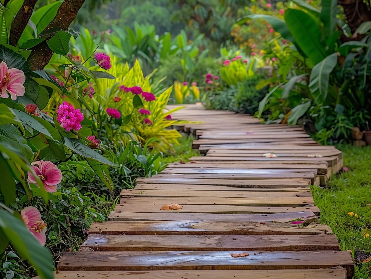 Backyard with Pallet Wood Walkway