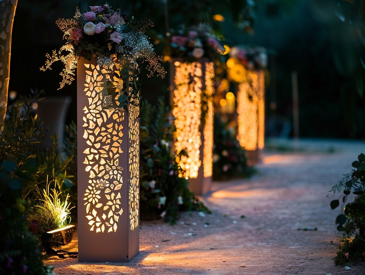 Pathway Lights with Floral Inserts