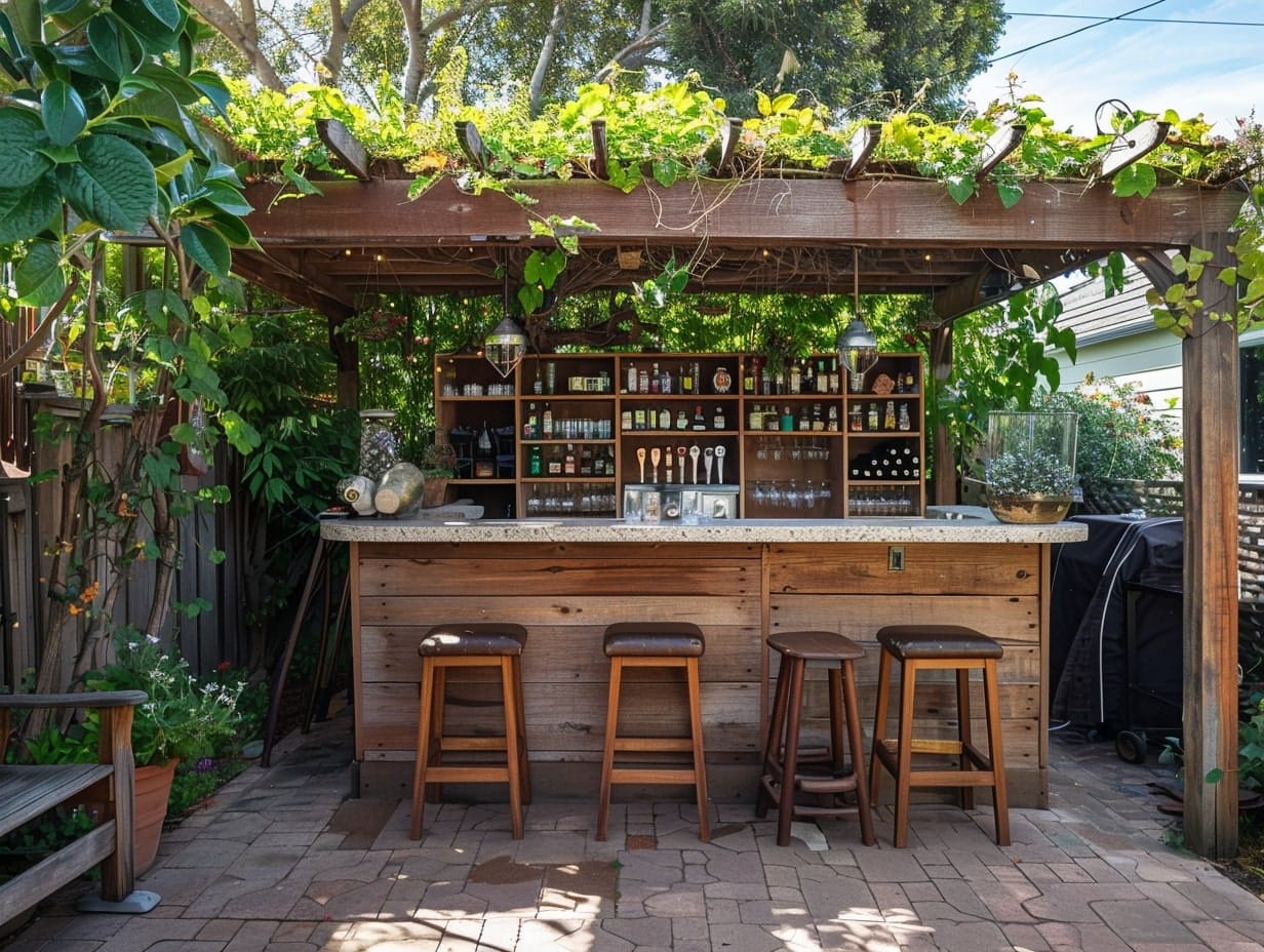 patio with outdoor bar