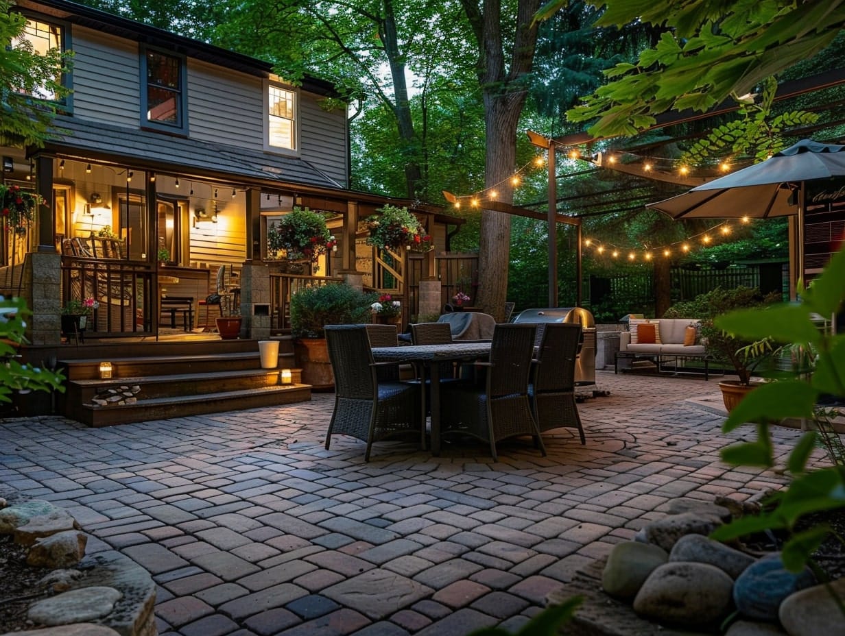 Cozy backyard paver patio