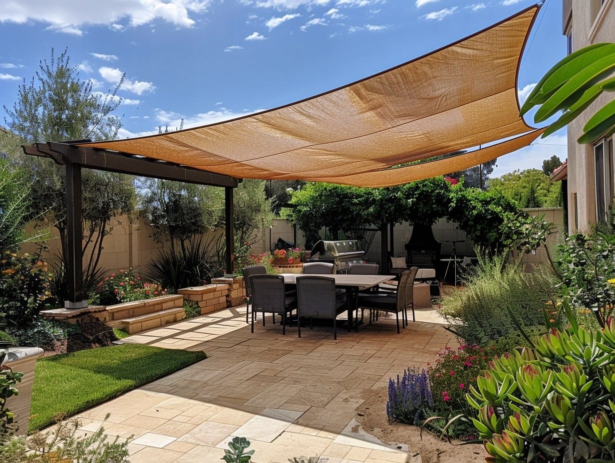 Backyard Patio with Shade Sail