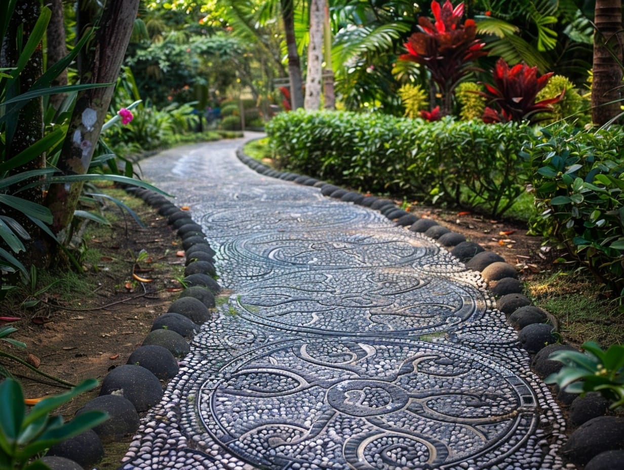 backyard part with Patterned Concrete Stamps