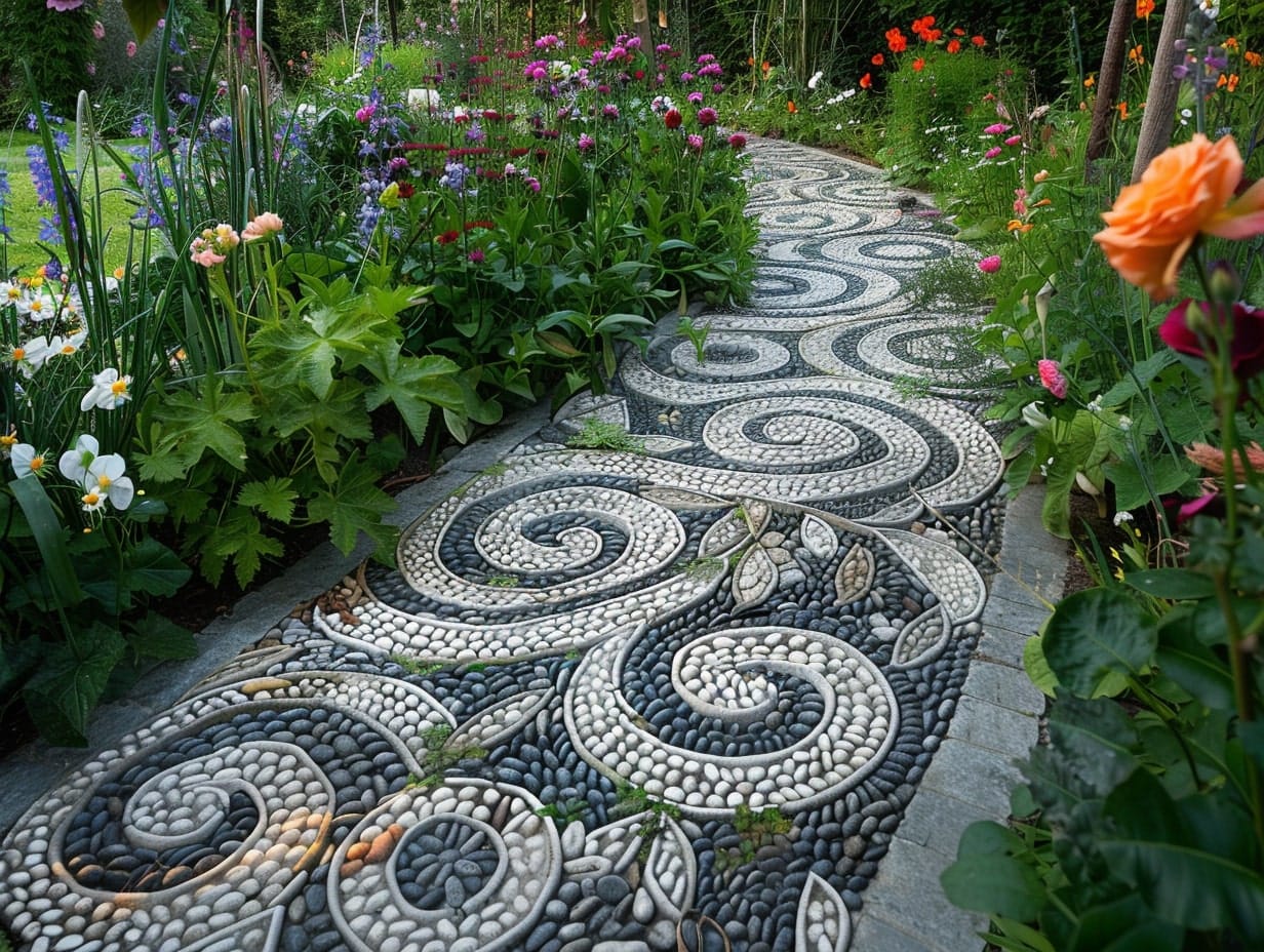 garden pathway with Pebble Mosaic