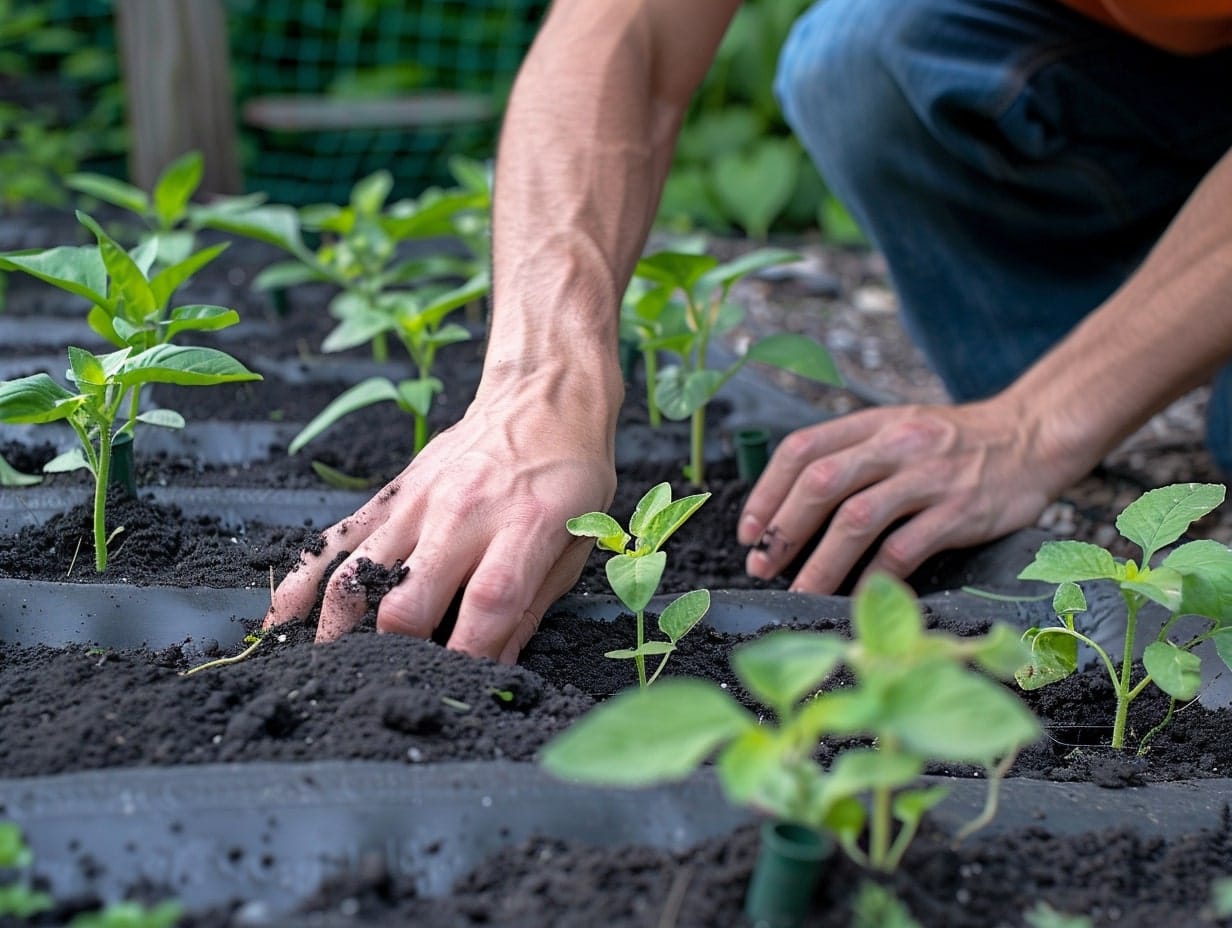 a person planting plants very close to each other