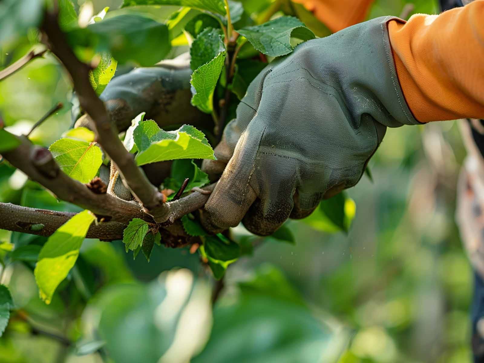 a person pruning a plant