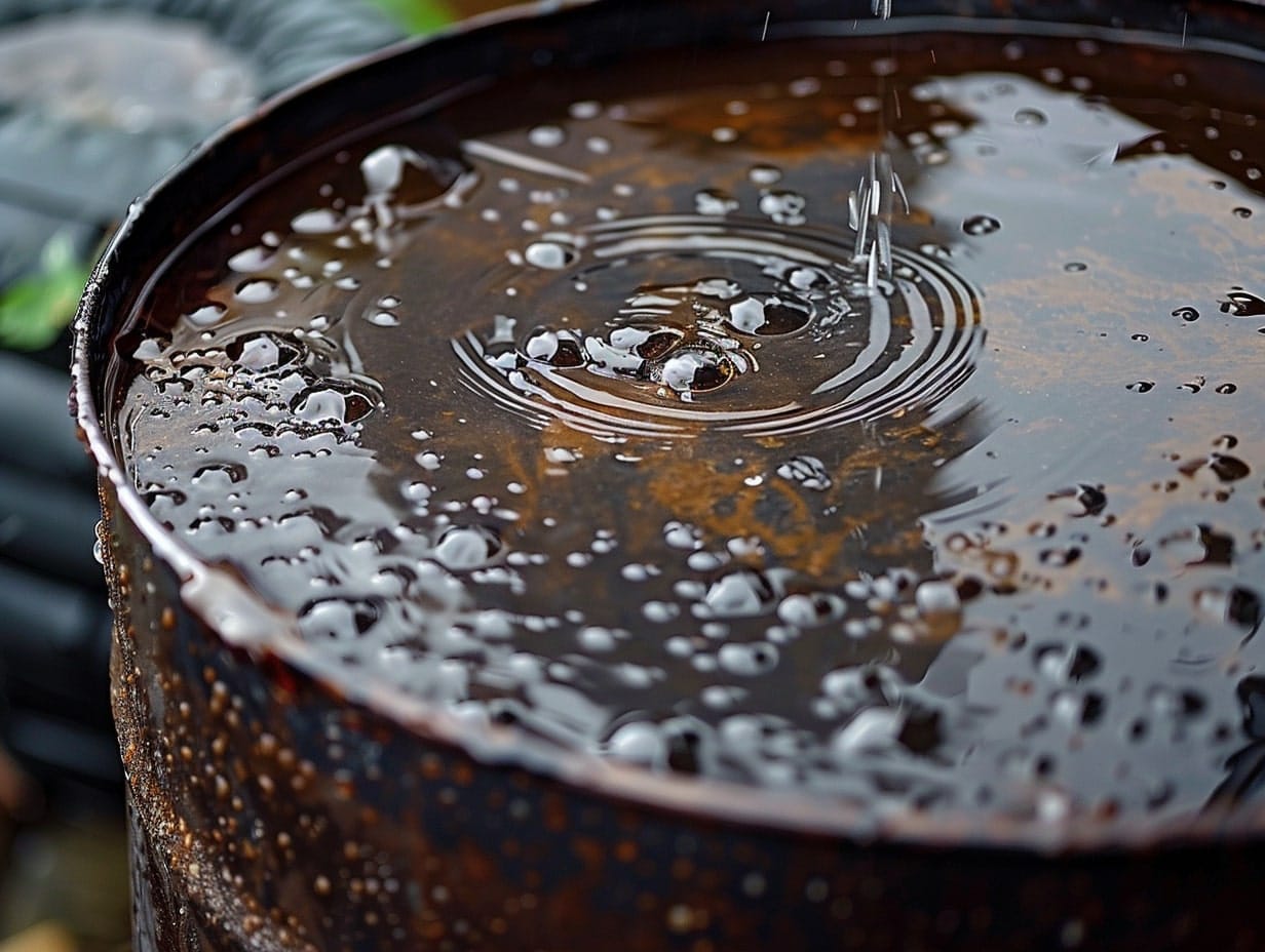 rain water stored in a rain barrel