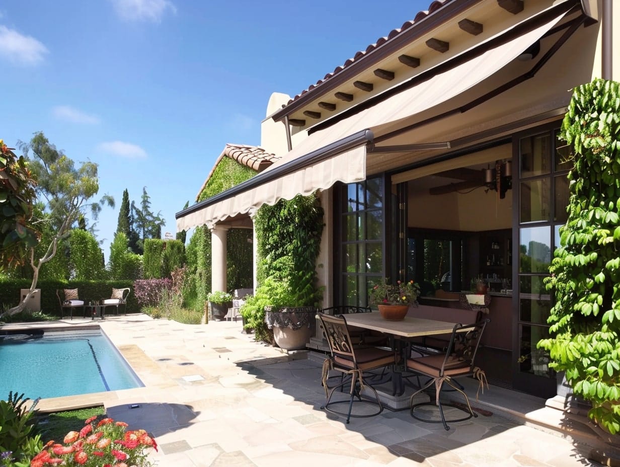 covered patio with a retractable awning