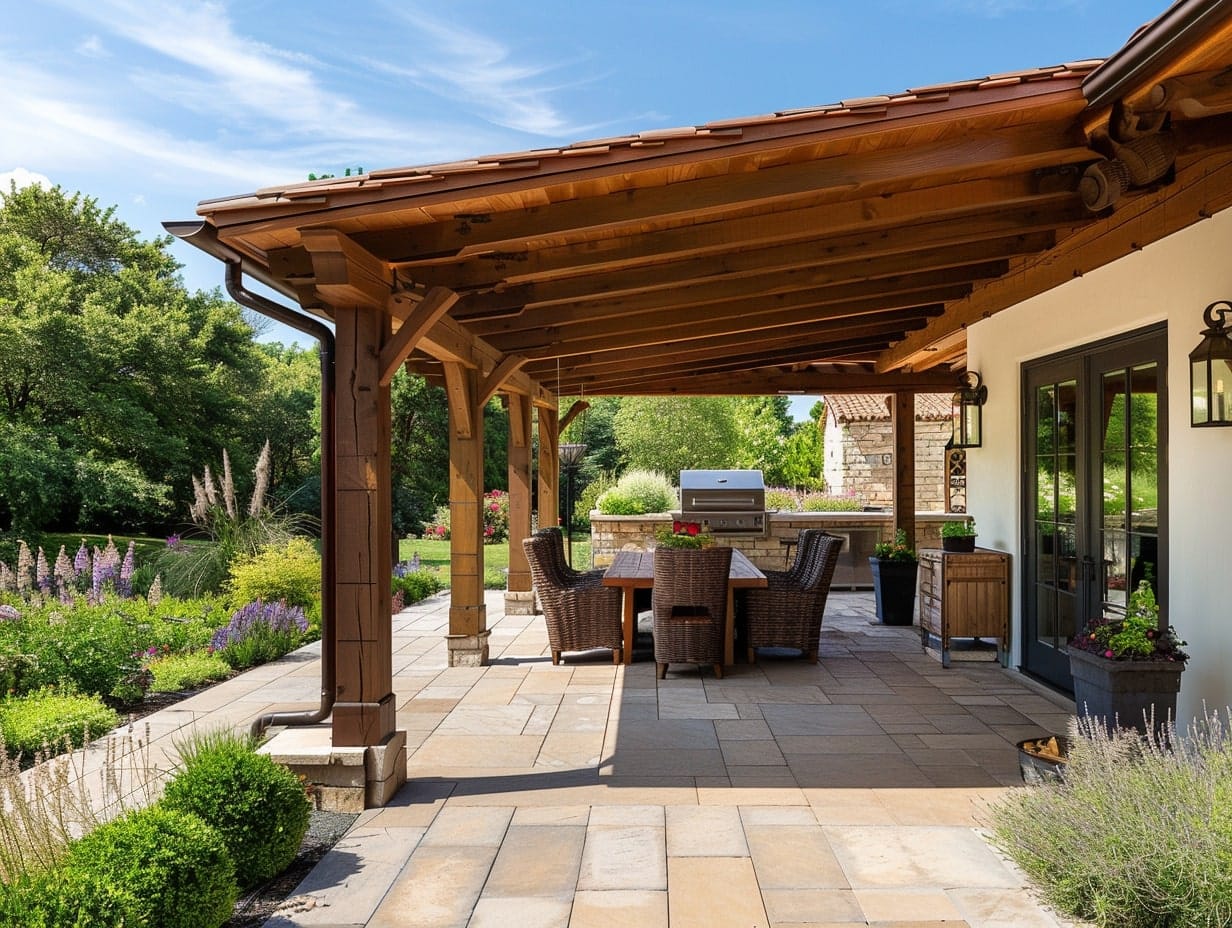 patio with a solid wood roof covering