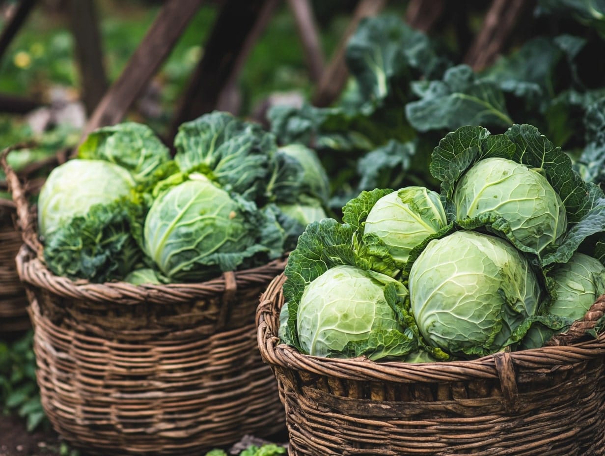 baskets full of cabbage harvest