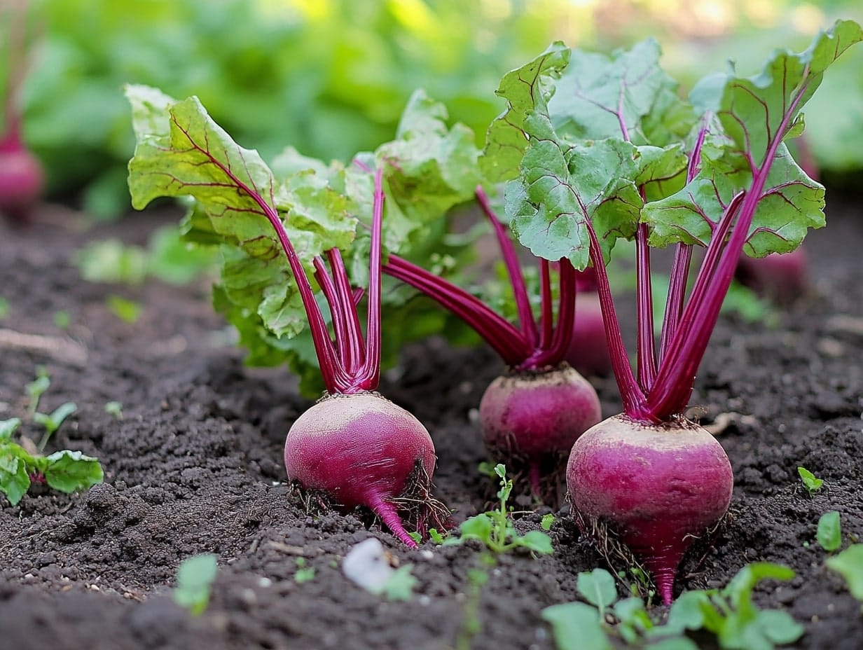 beets growing in a garden