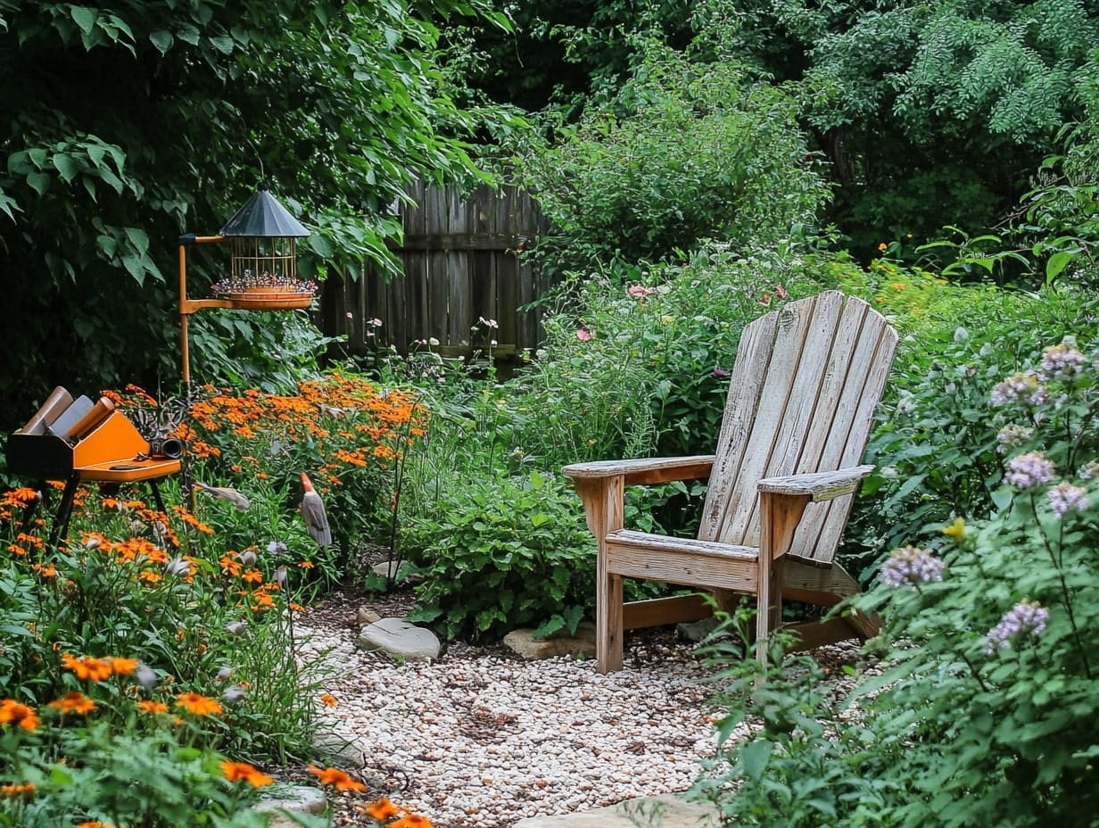 a birdwatching spot nook in a backyard garden