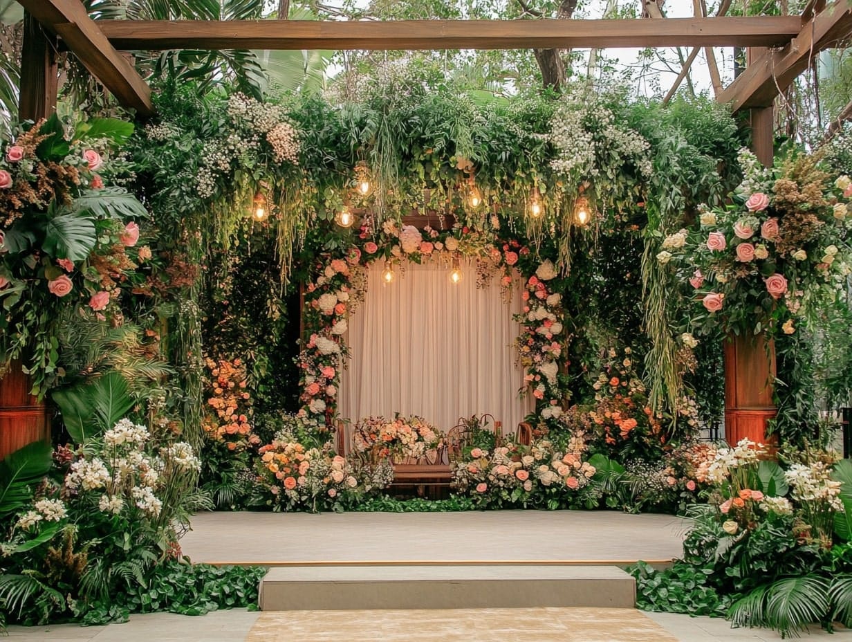 enchanted garden theme outdoor wedding stage