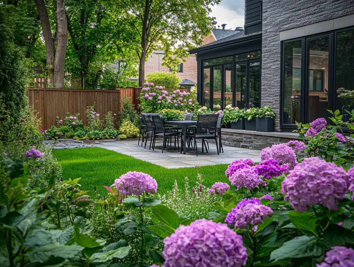 beautiful backyard garden with flowers