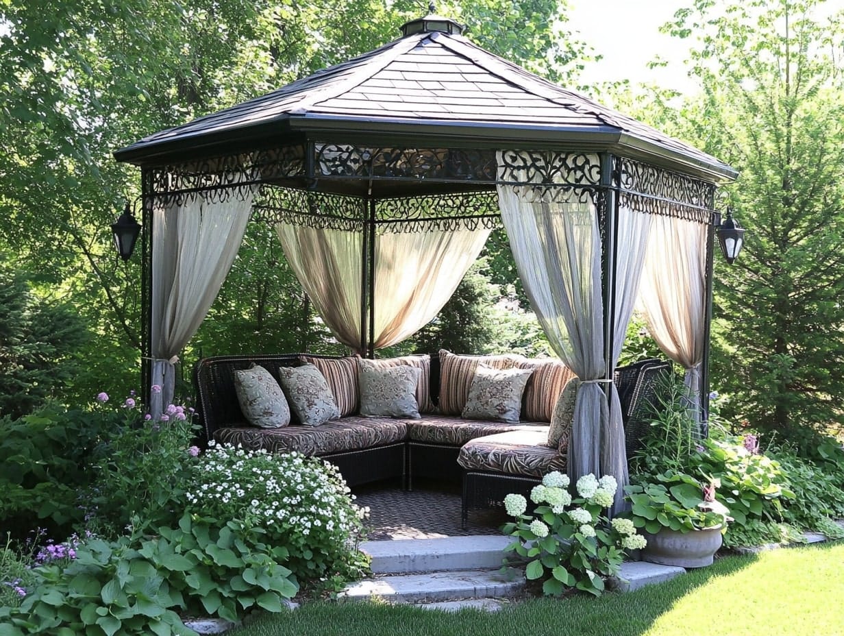 a garden gazebo nook in a backyard