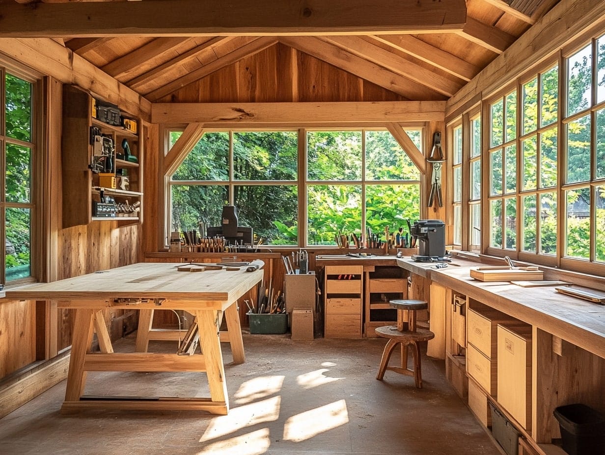 a woodworking hobby room in the garden