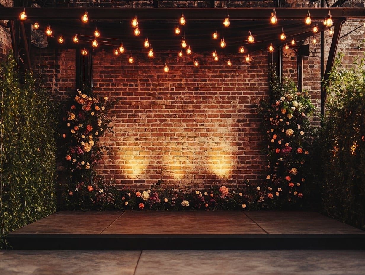 an industrial themed outdoor wedding stage