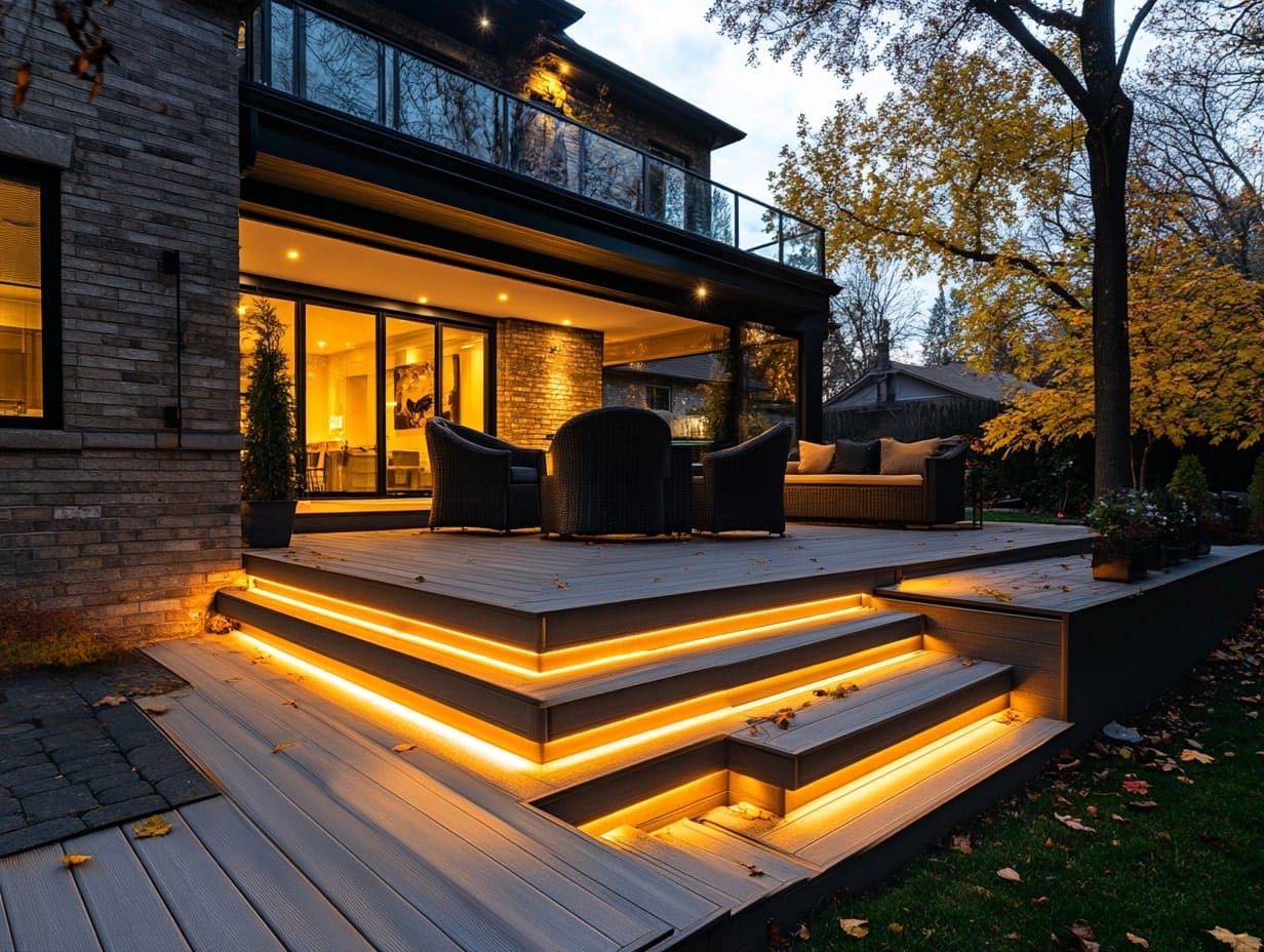 LED strip lights used for deck and stair lighting