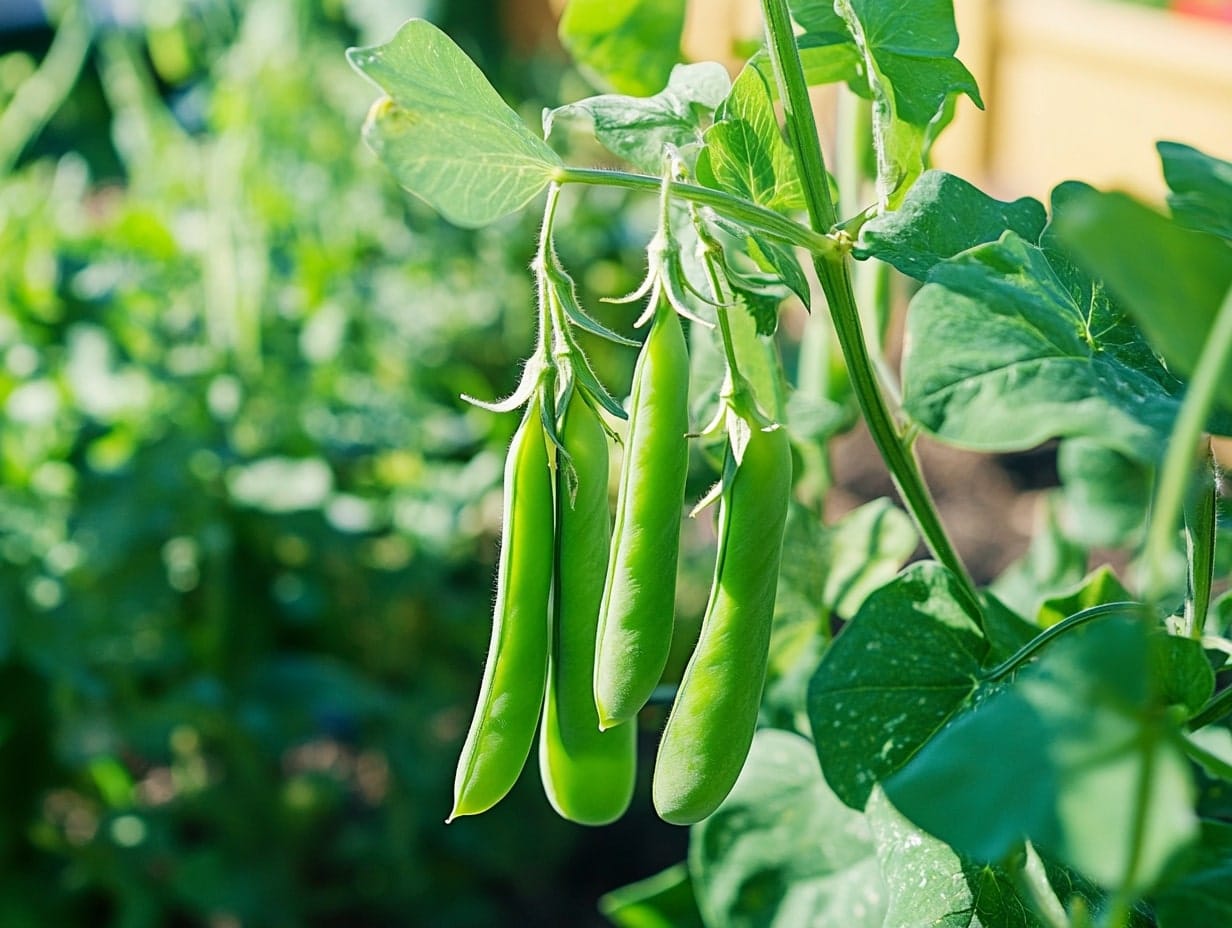 peas growing in a garden